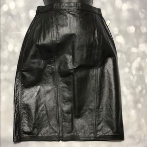 Winlit genuine black leather pencil skirt